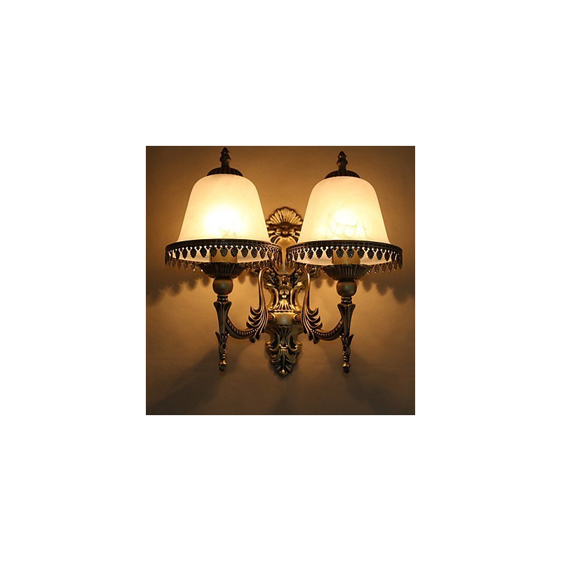 Applique da parete mini moderna contemporanea rustica, 2 lampadine E26/E27