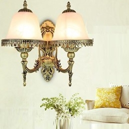 Applique da parete mini moderna contemporanea rustica, 2 lampadine E26/E27
