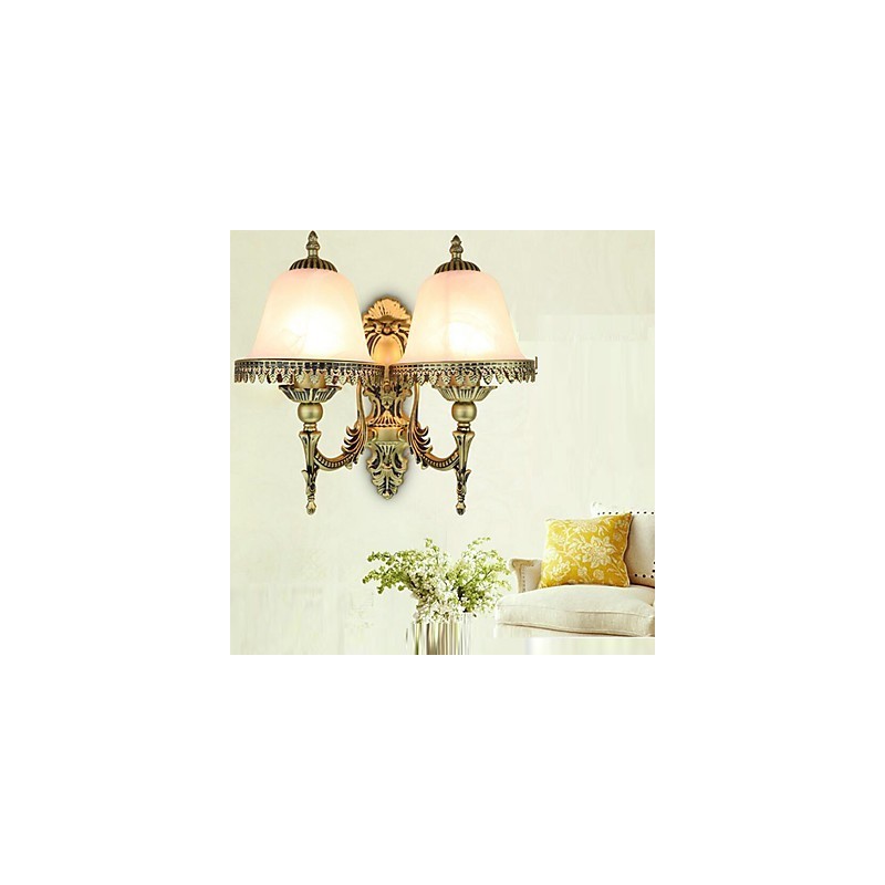 Applique da parete mini moderna contemporanea rustica, 2 lampadine E26/E27