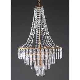 Lampadario in cristallo 3 livelli ottone antico