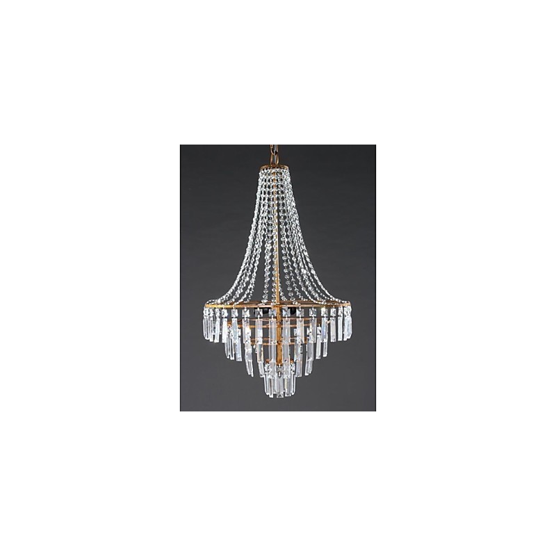 Lampadario in cristallo 3 livelli ottone antico