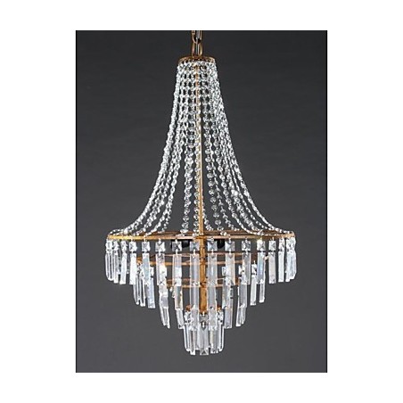 Lampadario in cristallo 3 livelli ottone antico