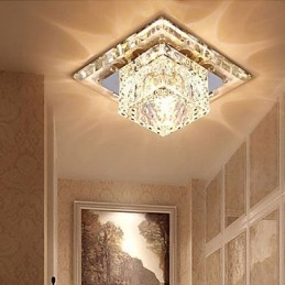 Plafoniera a filo in cristallo 3W con 3 lampadine, luce colorata, quadrata