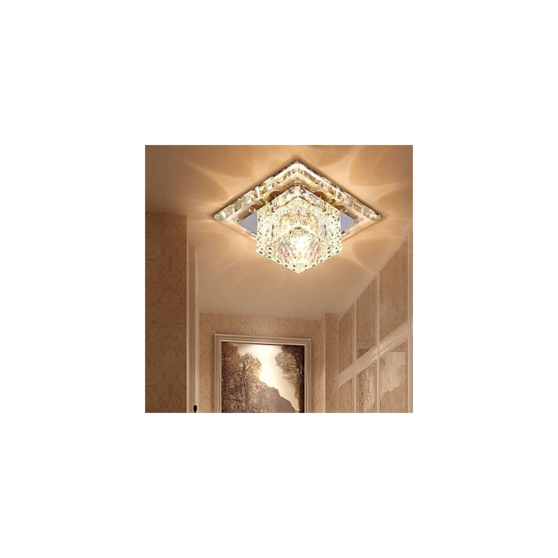 Plafoniera a filo in cristallo 3W con 3 lampadine, luce colorata, quadrata