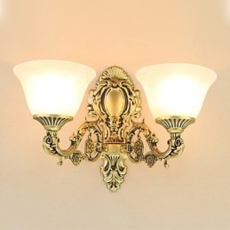 Applique da parete mini rustica contemporanea in vetro e metallo E27/E26 2 lampadine