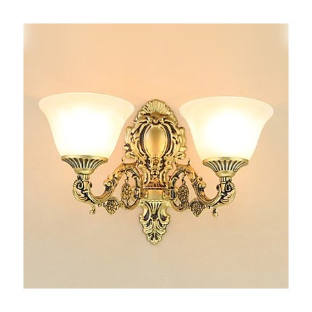 Applique da parete mini rustica contemporanea in vetro e metallo E27/E26 2 lampadine
