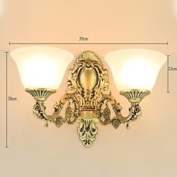 Applique da parete mini rustica contemporanea in vetro e metallo E27/E26 2 lampadine