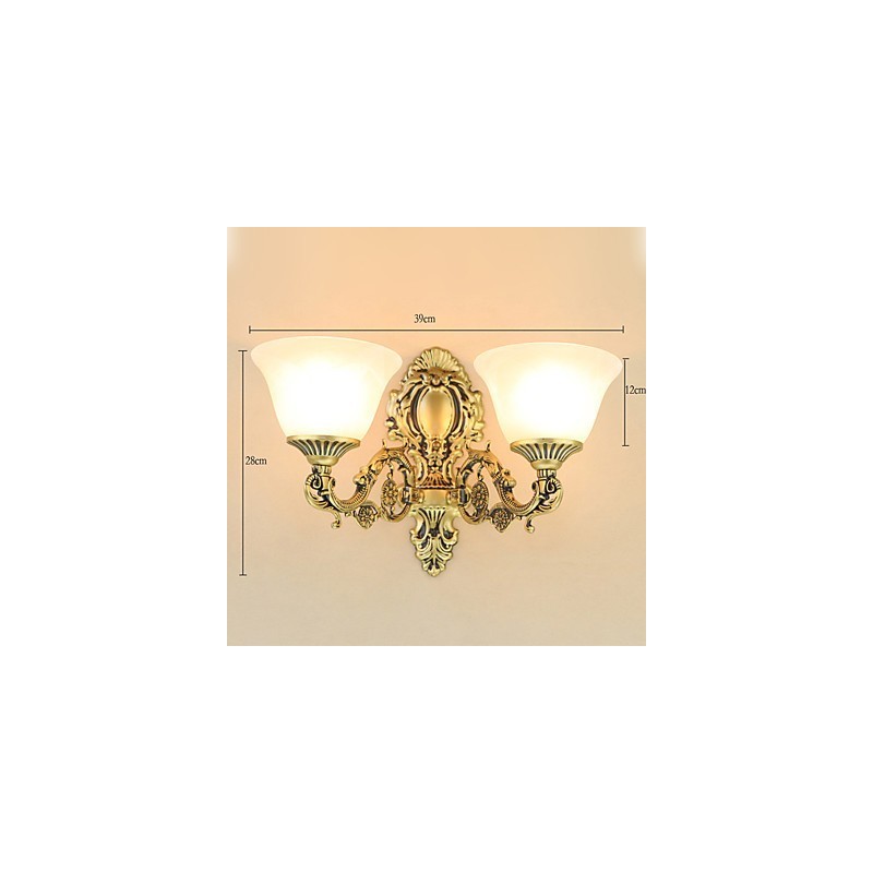 Applique da parete mini rustica contemporanea in vetro e metallo E27/E26 2 lampadine