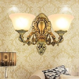 Applique da parete mini rustica contemporanea in vetro e metallo E27/E26 2 lampadine