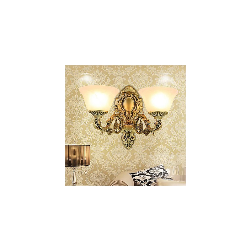Applique da parete mini rustica contemporanea in vetro e metallo E27/E26 2 lampadine
