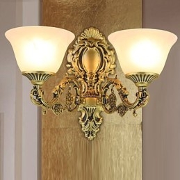 Applique da parete mini rustica contemporanea in vetro e metallo E27/E26 2 lampadine