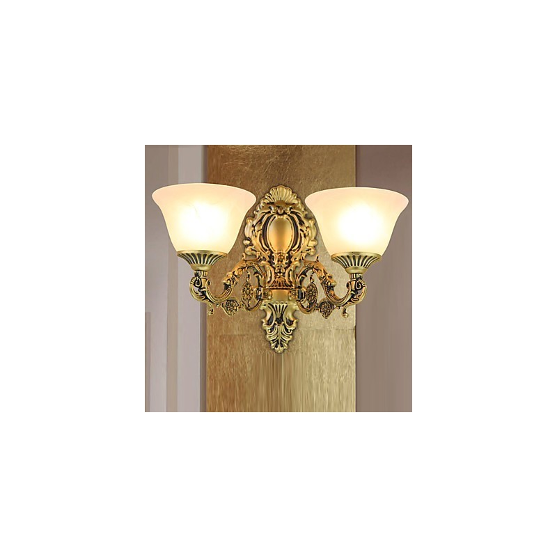 Applique da parete mini rustica contemporanea in vetro e metallo E27/E26 2 lampadine