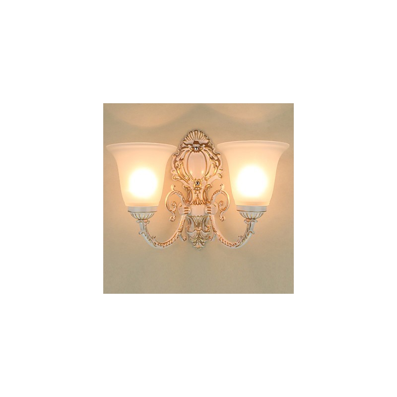 Applique da parete mini in metallo e vetro trasparente E27/E26 2 luci