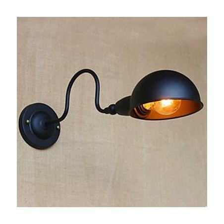 Applique da parete retrò nera in metallo con braccio oscillante, E27/E26, 40 W