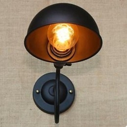 Applique da parete retrò nera in metallo con braccio oscillante, E27/E26, 40 W