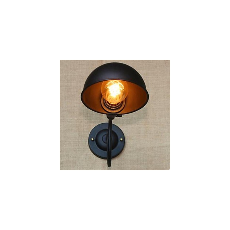 Applique da parete retrò nera in metallo con braccio oscillante, E27/E26, 40 W