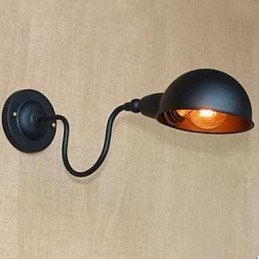 Applique da parete retrò nera in metallo con braccio oscillante, E27/E26, 40 W