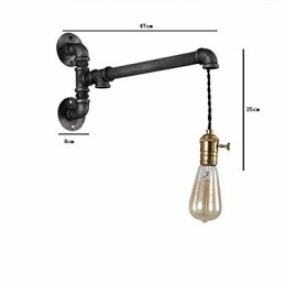 Applique da parete vintage industriale con interruttore, 1 luce, finitura verniciata