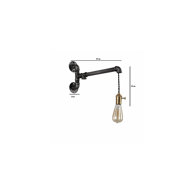 Applique da parete vintage industriale con interruttore, 1 luce, finitura verniciata