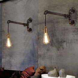 Applique da parete vintage industriale con interruttore, 1 luce, finitura verniciata