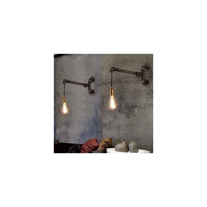 Applique da parete vintage industriale con interruttore, 1 luce, finitura verniciata