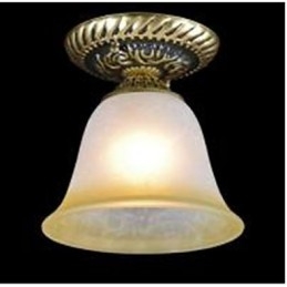 Plafoniera a filo vintage classica bronzo in metallo e vetro bianco