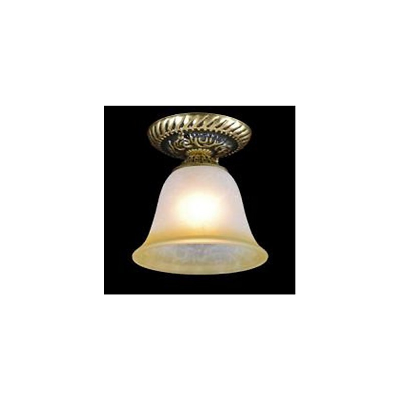 Plafoniera a filo vintage classica bronzo in metallo e vetro bianco