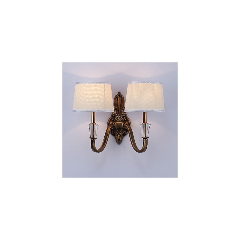 Applique da parete classica elettroplaccata con protezione occhi, 2 luci E14
