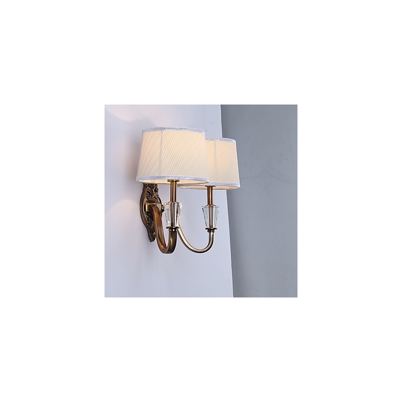 Applique da parete classica elettroplaccata con protezione occhi, 2 luci E14