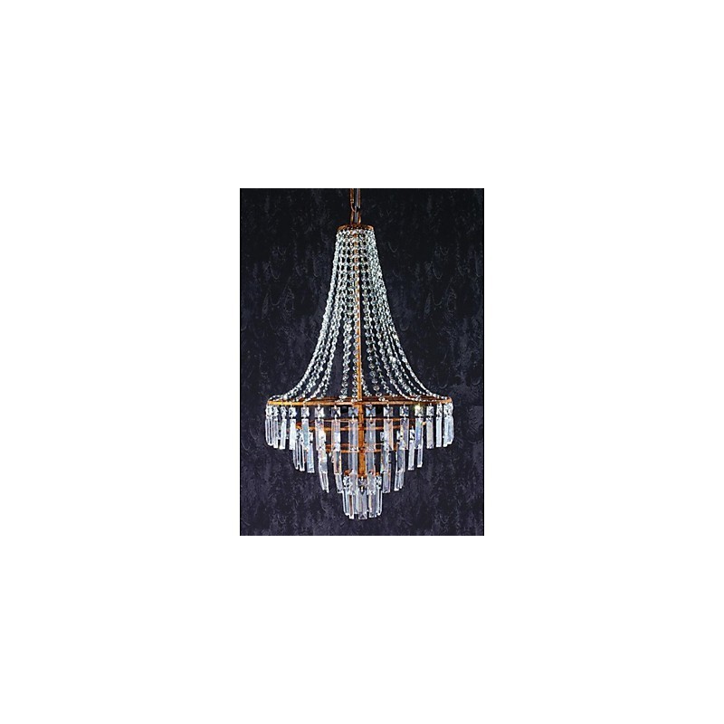 Lampadario in cristallo 3 livelli ottone antico