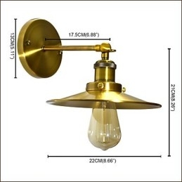 Applique da parete rustica classica in ottone con luce verso il basso