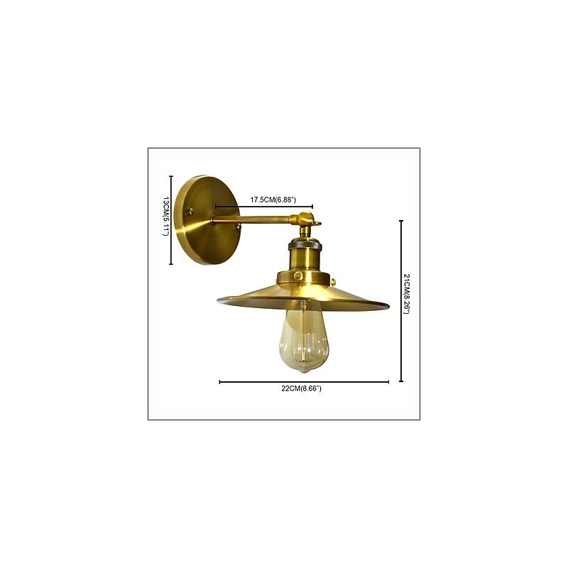 Applique da parete rustica classica in ottone con luce verso il basso