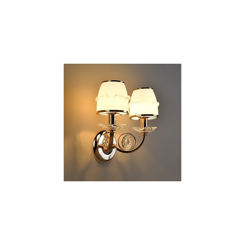 Applique da parete moderna contemporanea elettroplaccata luce ambientale E14 2 lampadine