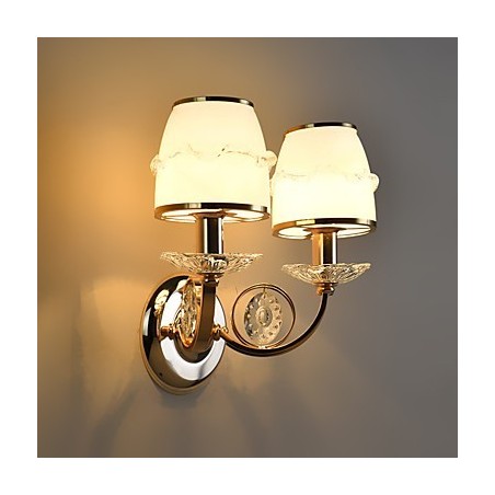 Applique da parete moderna contemporanea elettroplaccata luce ambientale E14 2 lampadine