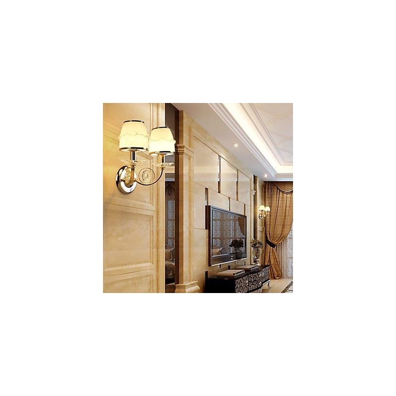 Applique da parete moderna contemporanea elettroplaccata luce ambientale E14 2 lampadine