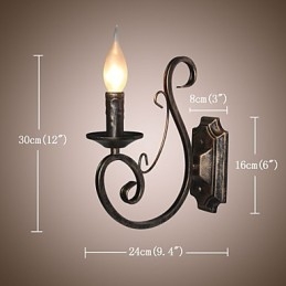 Applique da parete retrò a candela in metallo per corridoio