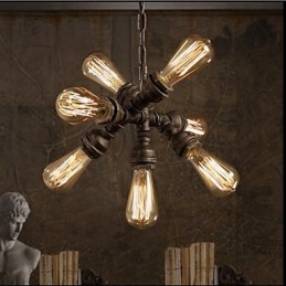Lampadario a sospensione retrò industriale americano a 7 luci in tubi dell'acqua