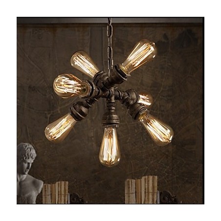 Lampadario a sospensione retrò industriale americano a 7 luci in tubi dell'acqua