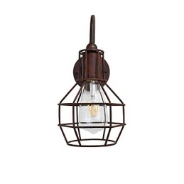 Applique da parete retrò finitura ruggine e ottone antico E27 con lampadina inclusa