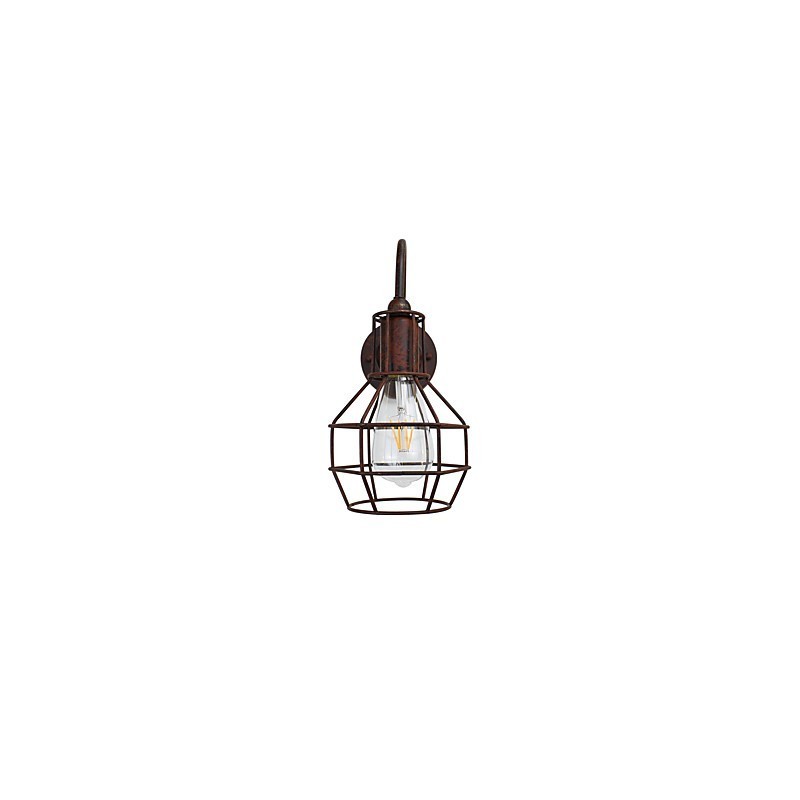 Applique da parete retrò finitura ruggine e ottone antico E27 con lampadina inclusa