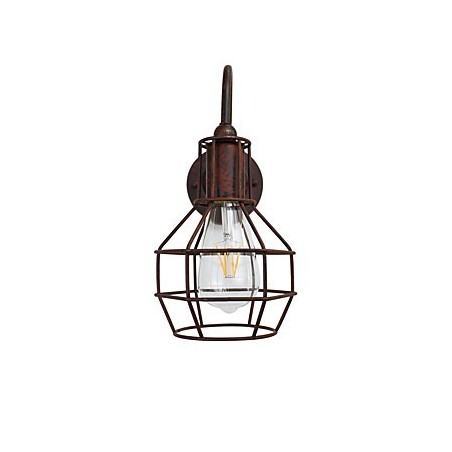 Applique da parete retrò finitura ruggine e ottone antico E27 con lampadina inclusa
