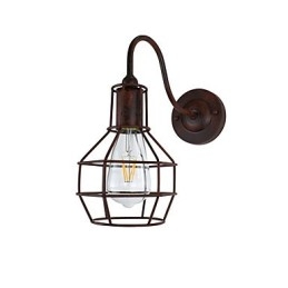 Applique da parete retrò finitura ruggine e ottone antico E27 con lampadina inclusa