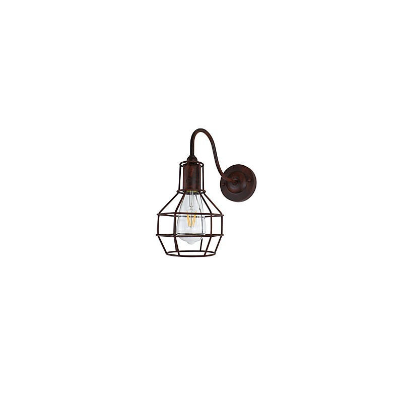 Applique da parete retrò finitura ruggine e ottone antico E27 con lampadina inclusa
