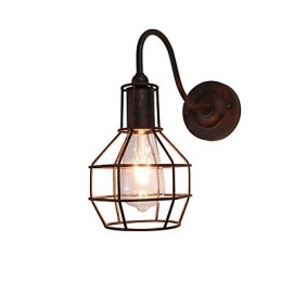 Applique da parete retrò finitura ruggine e ottone antico E27 con lampadina inclusa