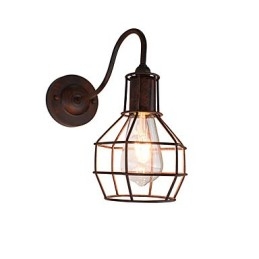 Applique da parete retrò finitura ruggine e ottone antico E27 con lampadina inclusa
