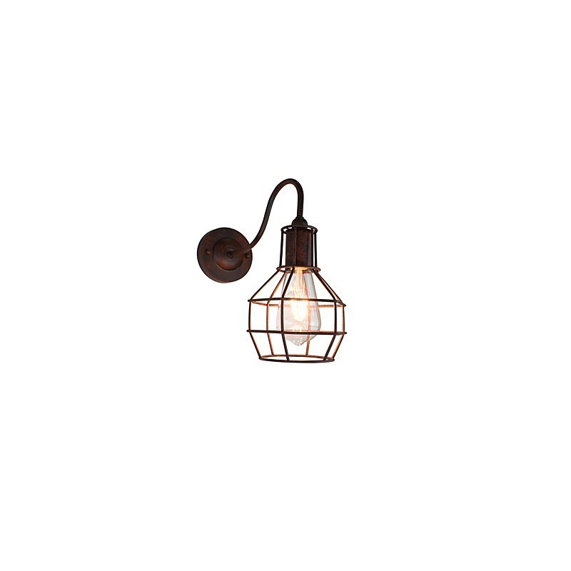 Applique da parete retrò finitura ruggine e ottone antico E27 con lampadina inclusa
