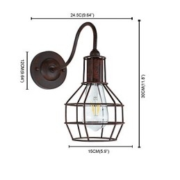 Applique da parete retrò finitura ruggine e ottone antico E27 con lampadina inclusa