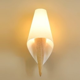 Applique da parete retrò country classica tradizionale in legno/bambù e vetro