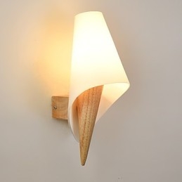 Applique da parete retrò country classica tradizionale in legno/bambù e vetro
