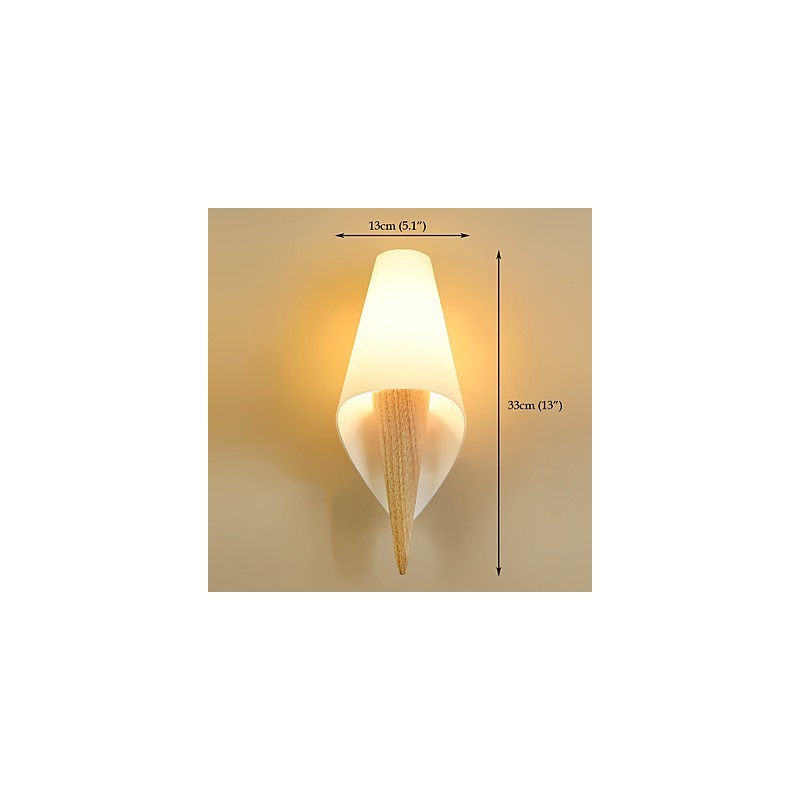 Applique da parete retrò country classica tradizionale in legno/bambù e vetro